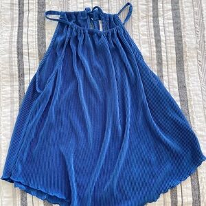Blue Pleated Halter Top